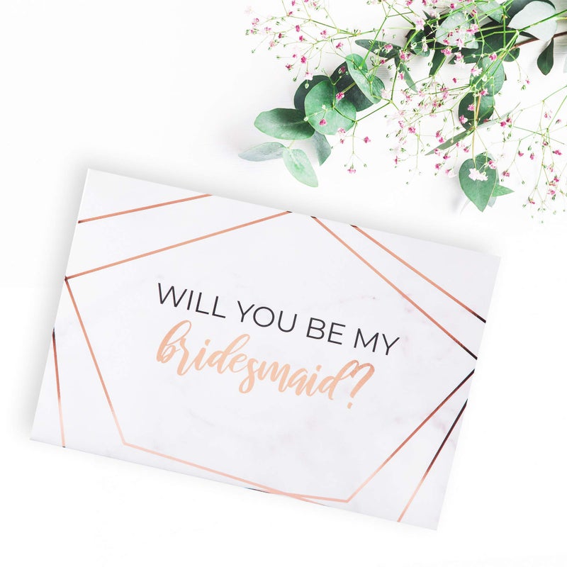 Pop Fizz Designs Bridesmaid Proposal Box Set I 6 Pack I 1 Maid of Honor Proposal Box and 5 Will You be My Bridesmaid Boxes I Marble with Gold Foil Bridesmaid Box for Bridesmaid Gifts - Image 2